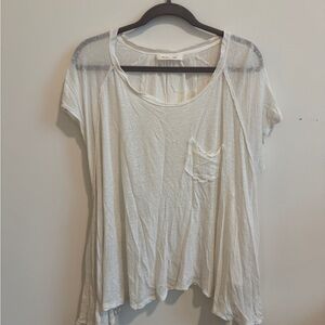 Mustard Seed Cream Asymmetrical Short Sleeve Tee